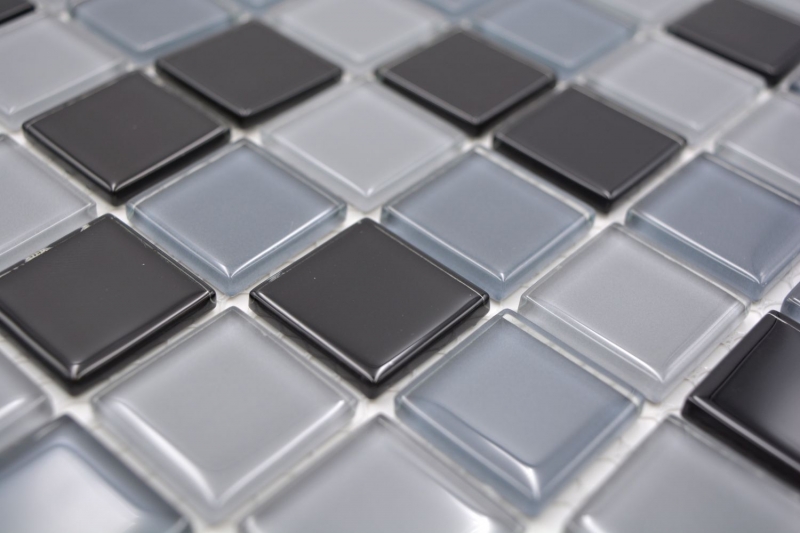 Muestra de mano mosaico azulejo Translúcido negro Mosaico de vidrio Cristal negro BAÑO WC Cocina PARED MOS62-0208_m
