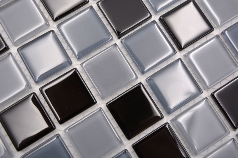 Muestra de mano mosaico azulejo Translúcido negro Mosaico de vidrio Cristal negro BAÑO WC Cocina PARED MOS62-0208_m