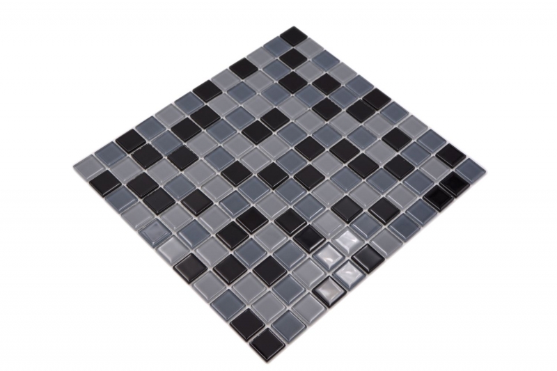 Muestra de mano mosaico azulejo Translúcido negro Mosaico de vidrio Cristal negro BAÑO WC Cocina PARED MOS62-0208_m