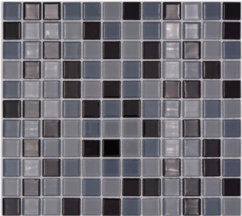 Muestra de mano mosaico azulejo Translúcido negro Mosaico de vidrio Cristal negro BAÑO WC Cocina PARED MOS62-0208_m