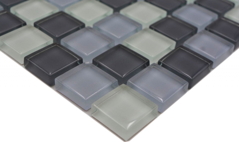 Muestra de mano azulejo mosaico Gris translúcido Mosaico de vidrio Gris cristal BAÑO WC Cocina PARED MOS72-0204_m