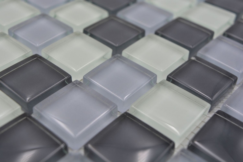 Muestra de mano azulejo mosaico Gris translúcido Mosaico de vidrio Gris cristal BAÑO WC Cocina PARED MOS72-0204_m