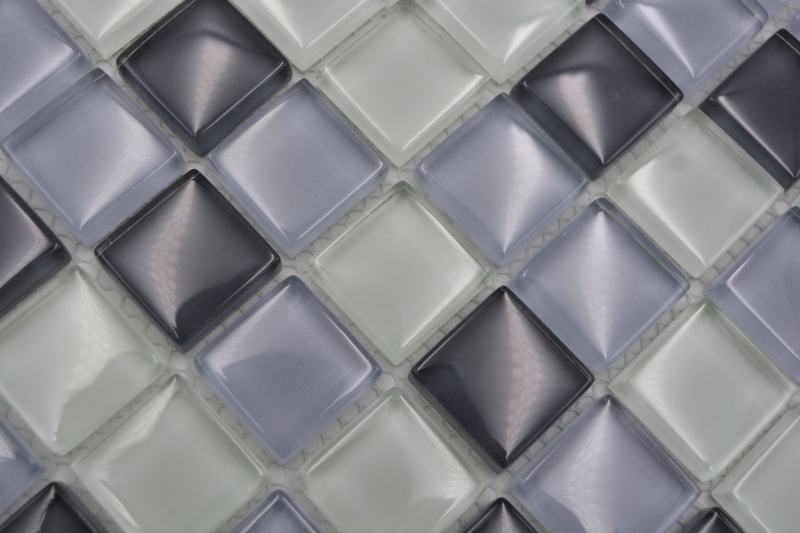 Muestra de mano azulejo mosaico Gris translúcido Mosaico de vidrio Gris cristal BAÑO WC Cocina PARED MOS72-0204_m
