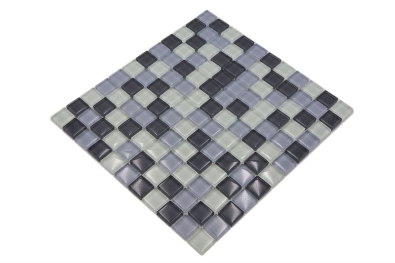 Muestra de mano azulejo mosaico Gris translúcido Mosaico de vidrio Gris cristal BAÑO WC Cocina PARED MOS72-0204_m