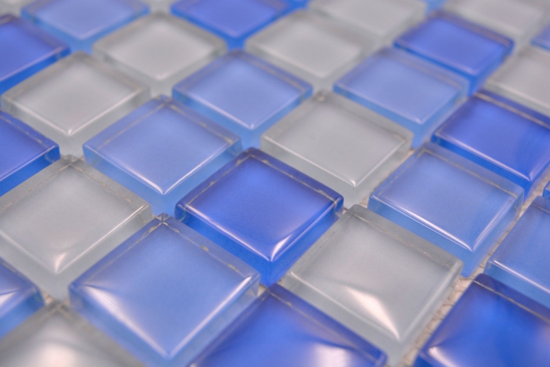 Muestra de mano mosaico azulejo Translúcido azul claro Mosaico de vidrio Cristal azul claro BAÑO WC Cocina PARED MOS72-0406_m