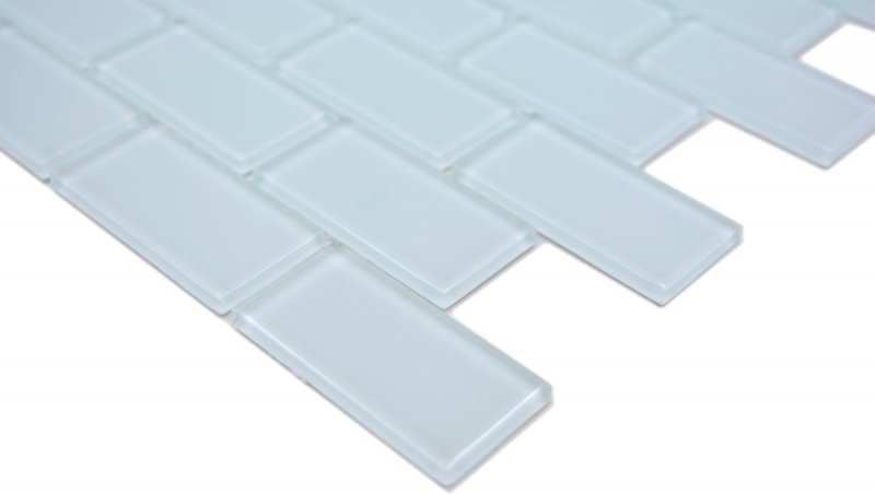 Muestra de mano azulejo mosaico Translúcido blanco Ladrillo Mosaico de vidrio Cristal blanco BAÑO WC Cocina PARED MOS66-0102_m