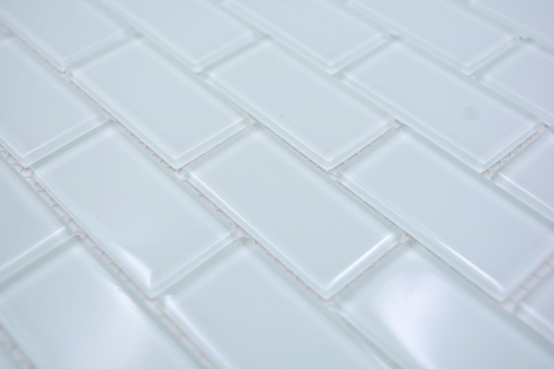 Muestra de mano azulejo mosaico Translúcido blanco Ladrillo Mosaico de vidrio Cristal blanco BAÑO WC Cocina PARED MOS66-0102_m