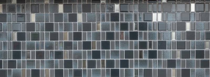Muestra de mano mosaico azulejo combinación gris translúcido gris iridiscente MOS68-0213G_m