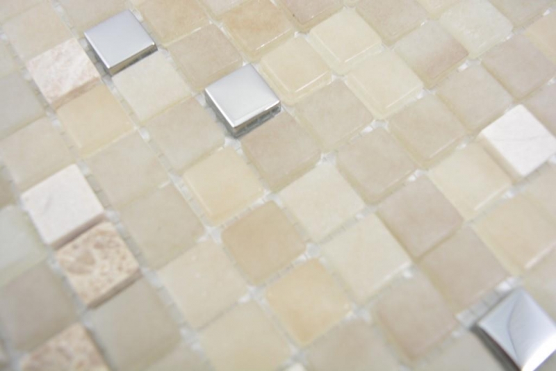Muestra de mano mosaico azulejo piedra translúcida blanco SEDA BAÑO WC COCINA PARED MOS91-0214_m