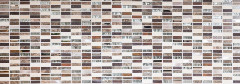 Muestra de mano mosaico azulejo translúcido compuesto aluminio beige marrón plata negro rectángulo mosaico de vidrio Cristal Piedra artificial Alu EP beige marrón MOS87-SM48_m