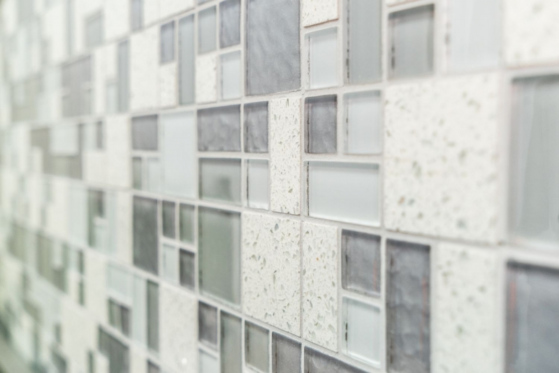 Muestra de mano mosaico azulejo translúcido compuesto blanco combinación mosaico de vidrio Cristal Artificial blanco MOS88-K990_m