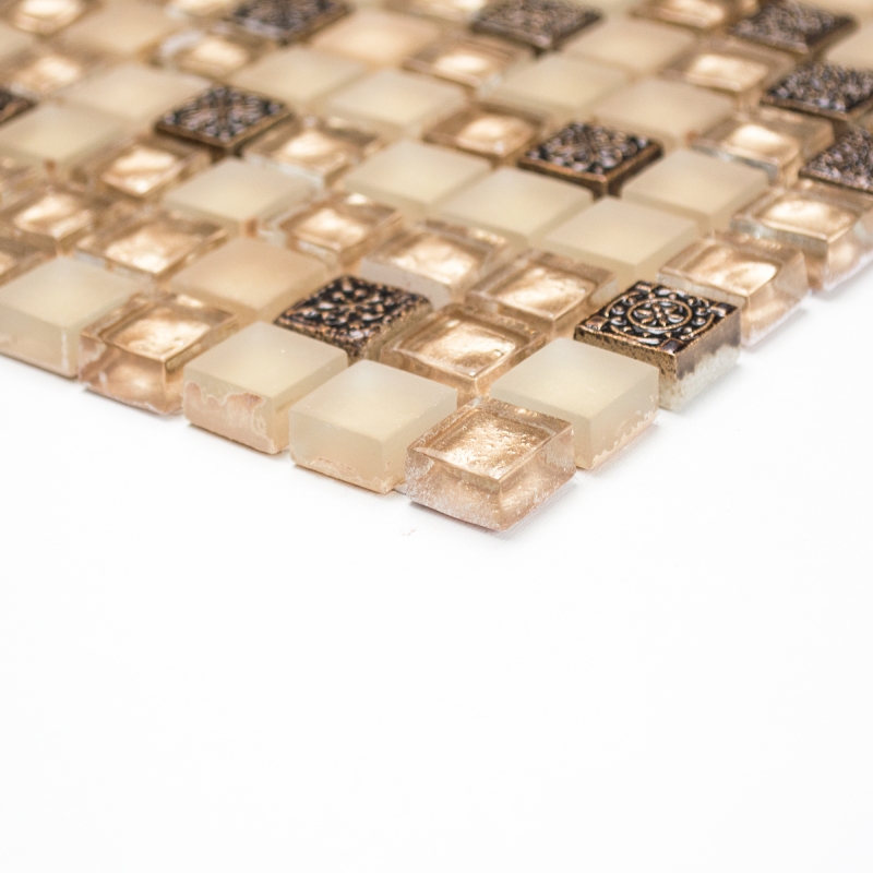 Muestra de mano mosaico azulejo translúcido beige mosaico de vidrio Cristal Resina beige beige mate MOS92-1207_m