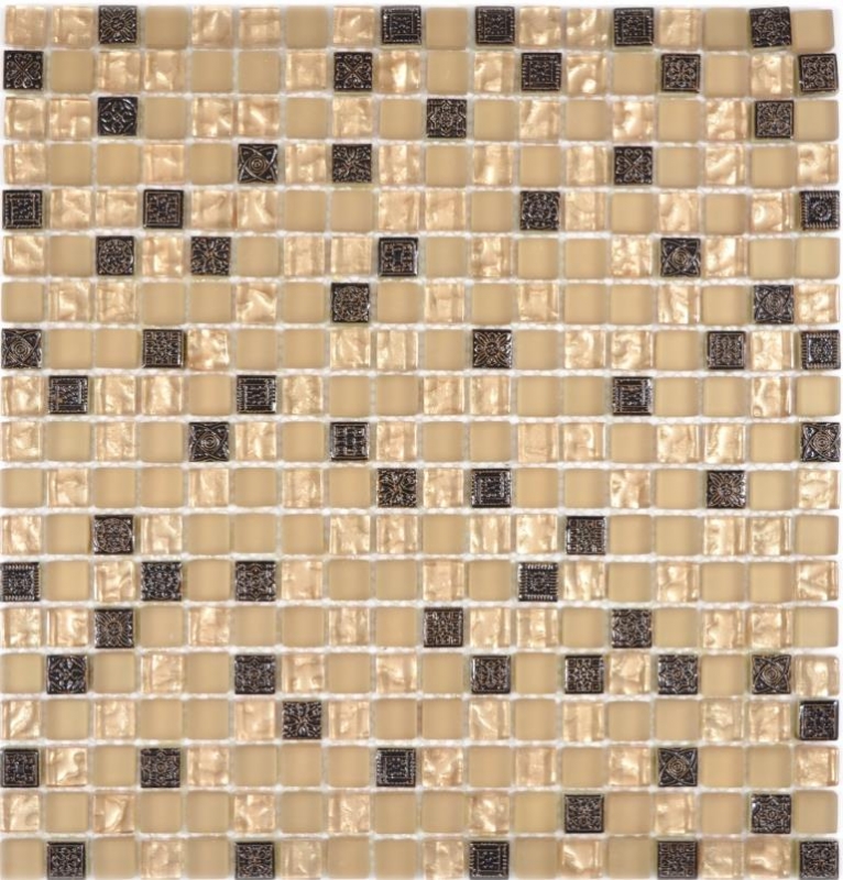 Muestra de mano mosaico azulejo translúcido beige mosaico de vidrio Cristal Resina beige beige mate MOS92-1207_m