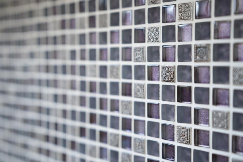 Muestra de mano mosaico azulejo translúcido púrpura mosaico de vidrio Cristal Resina púrpura púrpura mate BAÑO WC cocina PARED MOS92-1107_m
