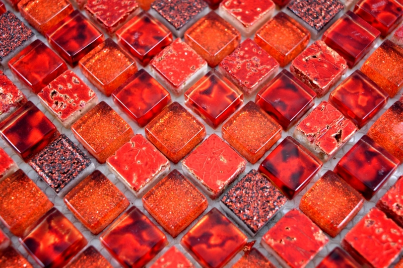 Muestra de mano azulejo mosaico Rojo translúcido Mosaico de vidrio Cristal Resina rojo BAÑO WC Cocina PARED MOS92-0904_m