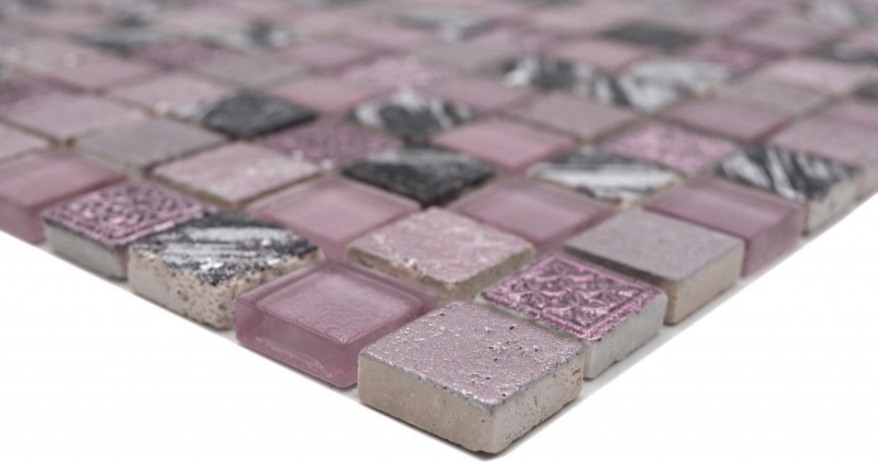 Muestra de mano mosaico azulejo Azulejo backsplash Rosa translúcido Mosaico de vidrio Cristal Resina rosa BAÑO WC Cocina PARED MOS82-1104_m