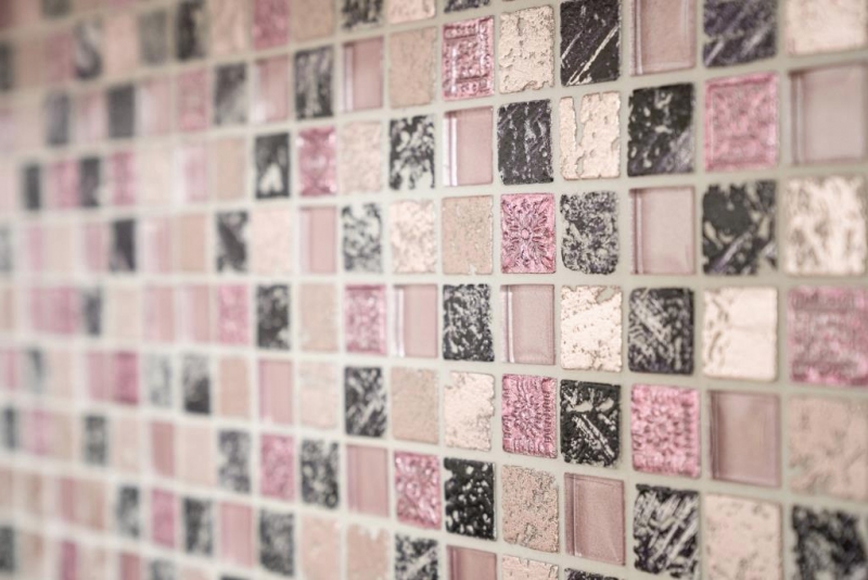 Muestra de mano mosaico azulejo Azulejo backsplash Rosa translúcido Mosaico de vidrio Cristal Resina rosa BAÑO WC Cocina PARED MOS82-1104_m