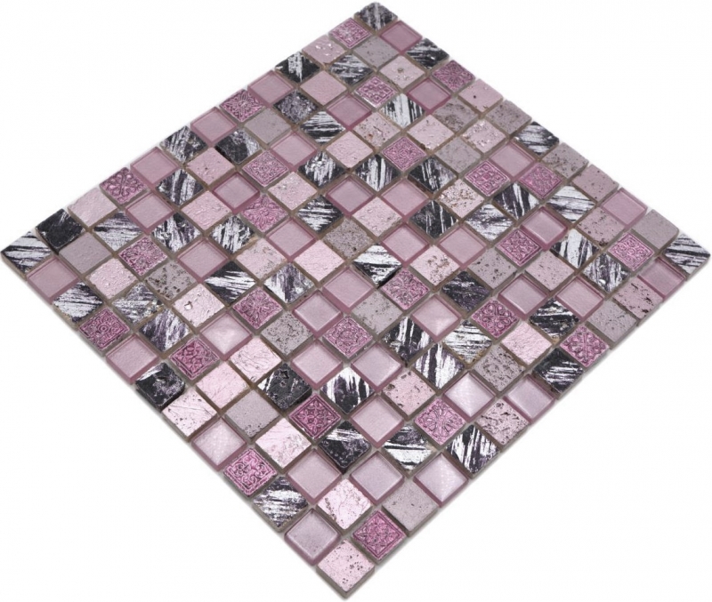 Muestra de mano mosaico azulejo Azulejo backsplash Rosa translúcido Mosaico de vidrio Cristal Resina rosa BAÑO WC Cocina PARED MOS82-1104_m