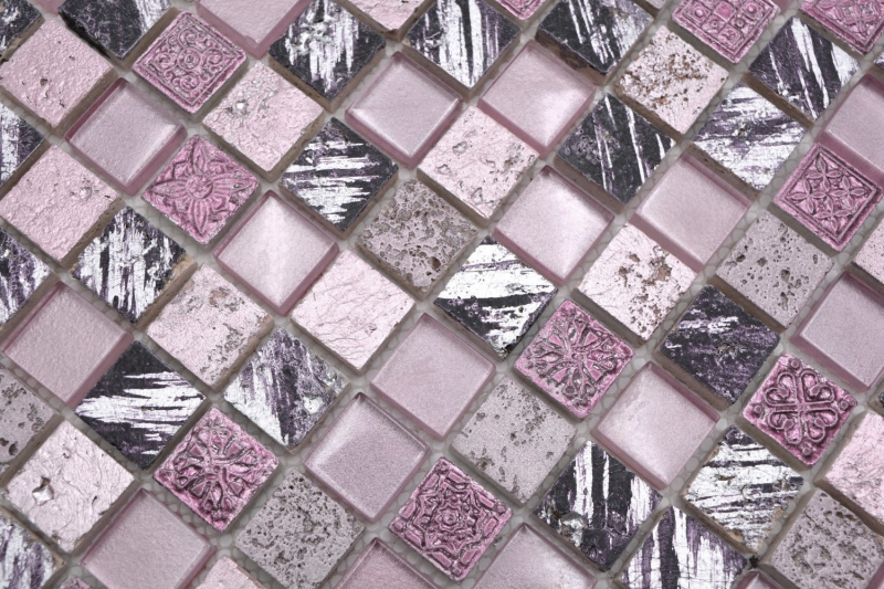 Muestra de mano mosaico azulejo Azulejo backsplash Rosa translúcido Mosaico de vidrio Cristal Resina rosa BAÑO WC Cocina PARED MOS82-1104_m