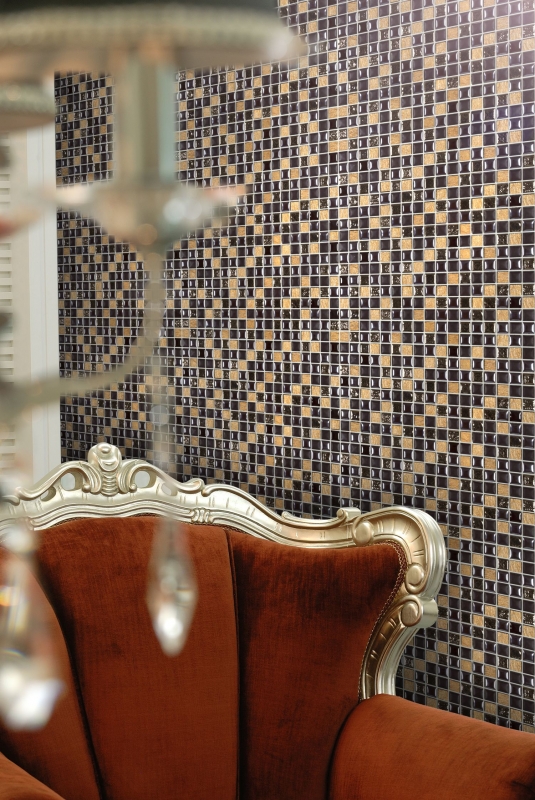Muestra de mano mosaico azulejo azulejo backsplash resina cobre negro resina piedra cobre negro MOS92-0301_m