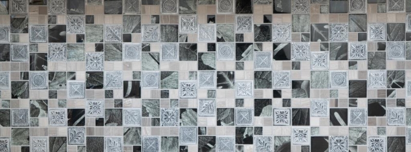 Muestra de mano mosaico azulejo translúcido plata combinación mosaico de vidrio Cristal Resina plata ornamento MOS88-0280_m