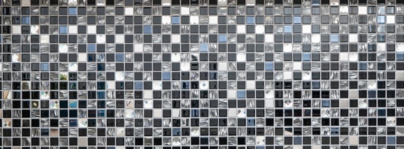 Muestra de mano azulejo mosaico Azulejo backsplash Acero inoxidable translúcido negro Mosaico de vidrio Acero cristal negro Vidrio MOS63-CM-426_m