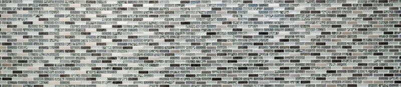 Muestra de mano mosaico azulejo translúcido acero inoxidable plata gris negro mosaico de vidrio compuesto Crystal acero plata gris negro MOS87-IL017_m