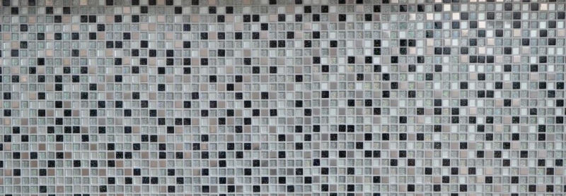Muestra de mano mosaico azulejo Azulejo espejo translúcido acero inoxidable plata negro Mosaico de vidrio Cristal acero plata negro MOS92-0207_m
