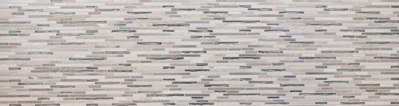 Muestra de mano mosaico azulejo azulejo backsplash translúcido acero inoxidable blanco madera compuesto vidrio mosaico cristal piedra acero madera blanco MOS86-SV85_m