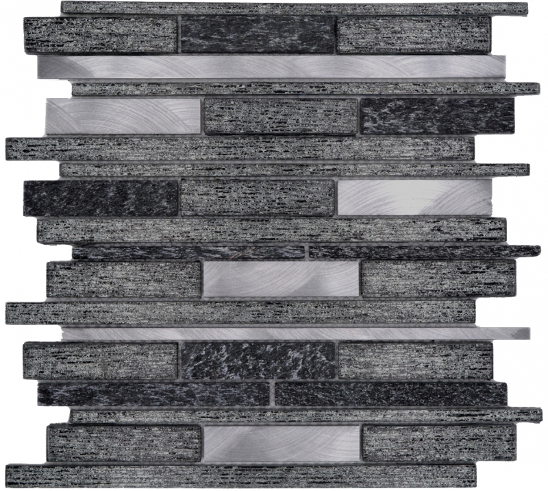 Muestra de mano azulejo mosaico Azulejo espejo aluminio translúcido negro mosaico de vidrio compuesto Cristal piedra aluminio negro MOS49-GV84_m