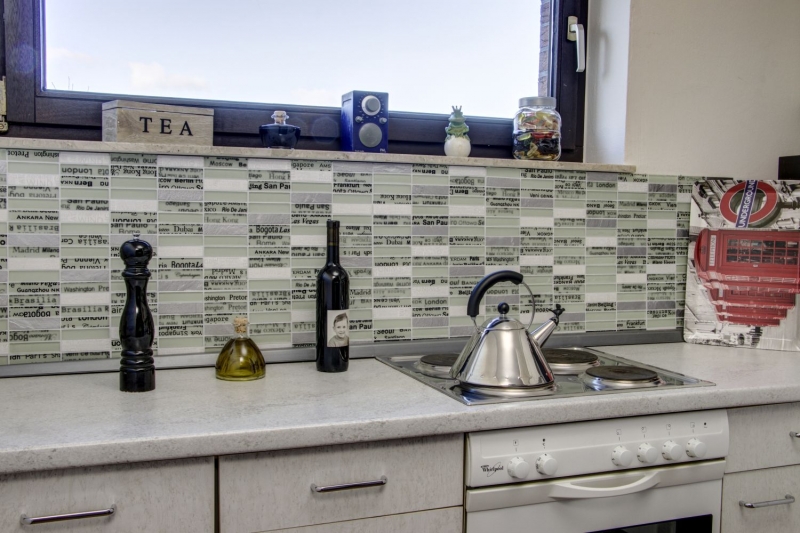 Muestra de mano mosaico azulejo espejo translúcido blanco rectángulo vidrio mosaico cristal piedra blanco MOS87-19_m
