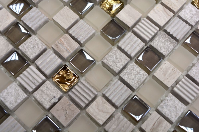Muestra de mano azulejo mosaico Azulejo backsplash Translúcido oro gris claro Mosaico de vidrio Piedra de cristal EP oro gris claro MOS92-HQ12_m