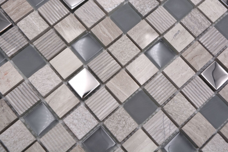 Muestra de mano mosaico azulejo Azulejo espejo translúcido gris claro plata Mosaico de vidrio Piedra de cristal EP gris claro plata MOS92-HQ20_m