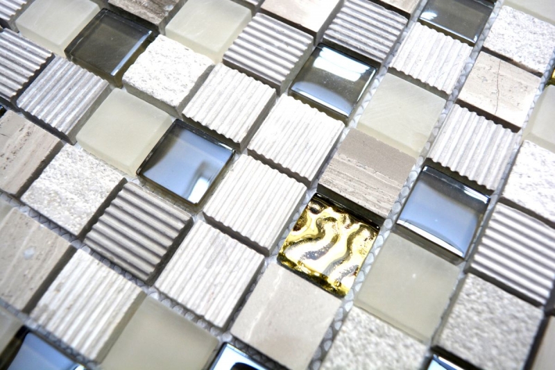 Muestra de mano mosaico azulejo Azulejo backsplash Translúcido oro gris claro Mosaico de vidrio Piedra de cristal EP oro gris claro MOS83-HQ22_m
