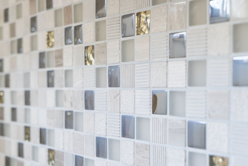 Muestra de mano mosaico azulejo Azulejo backsplash Translúcido oro gris claro Mosaico de vidrio Piedra de cristal EP oro gris claro MOS83-HQ22_m