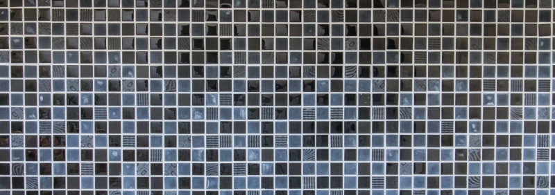 Muestra de mano azulejo mosaico Azulejo backsplash Translúcido gris oscuro negro Mosaico de vidrio Piedra de cristal Relieve gris oscuro negro MOS83-HQ29_m