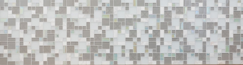 Muestra de mano mosaico azulejo Azulejo backsplash translúcido blanco gris combinación mosaico de vidrio Cristal piedra blanco gris blanco mate MOS88-MC659_m