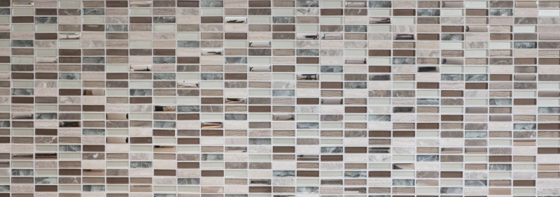 Muestra de mano mosaico azulejo espejo translúcido marrón claro gris plata rectángulo mosaico de vidrio Cristal piedra marrón claro MOS87-SM68_m