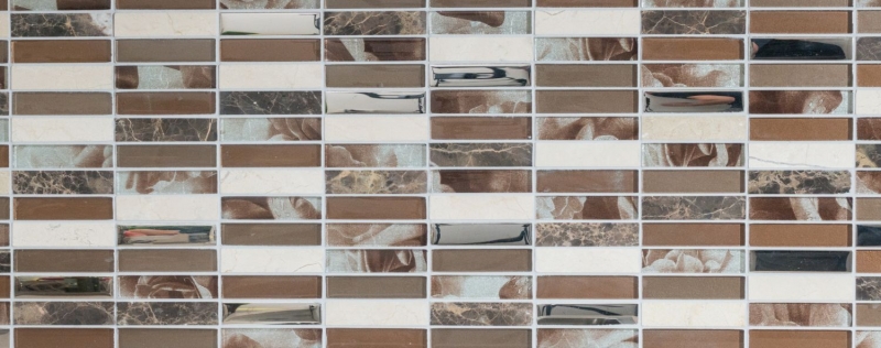 Muestra de mano mosaico azulejo espejo translúcido marrón plata rectángulo vidrio mosaico cristal piedra marrón MOS87-78X_m