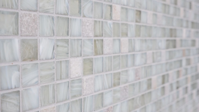 Muestra de mano azulejo mosaico Azulejo backsplash Blanco translúcido Mosaico de vidrio Piedra de cristal Crema blanco MOS94-2503_m
