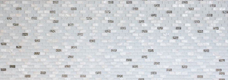 Muestra de mano mosaico azulejo azulejo backsplash translúcido blanco ladrillo vidrio mosaico cristal piedra concha blanco MOS87-B01S_m