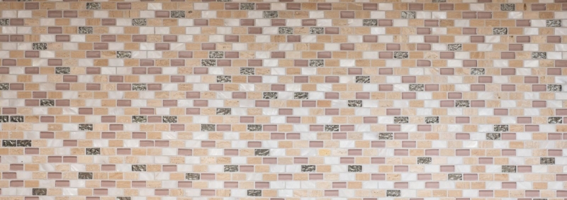 Muestra de mano mosaico azulejo azulejo backsplash translúcido beige ladrillo vidrio mosaico cristal piedra concha beige MOS87-B05S_m