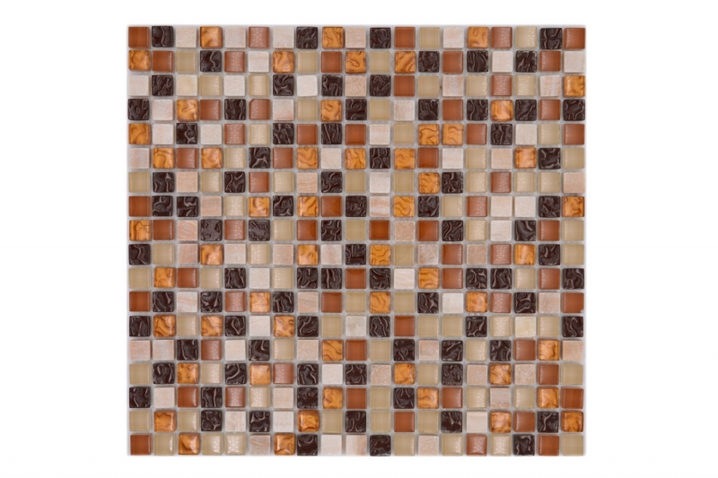 Muestra de mano mosaico azulejo Azulejo backsplash Translúcido beige marrón Mosaico de vidrio Piedra de cristal beige marrón MOS92-1206_m
