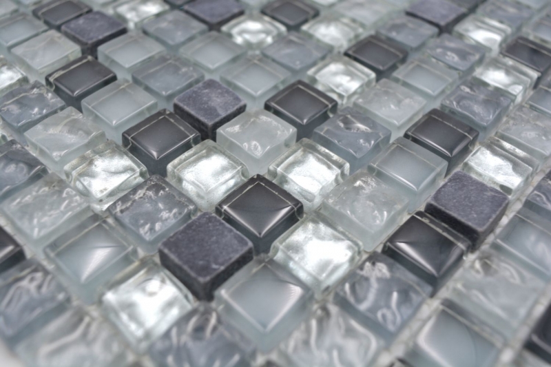 Muestra de mano mosaico azulejo translúcido claro gris plata mosaico de vidrio Cristal piedra claro gris plata MOS92-0208_m