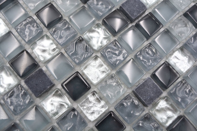 Muestra de mano mosaico azulejo translúcido claro gris plata mosaico de vidrio Cristal piedra claro gris plata MOS92-0208_m