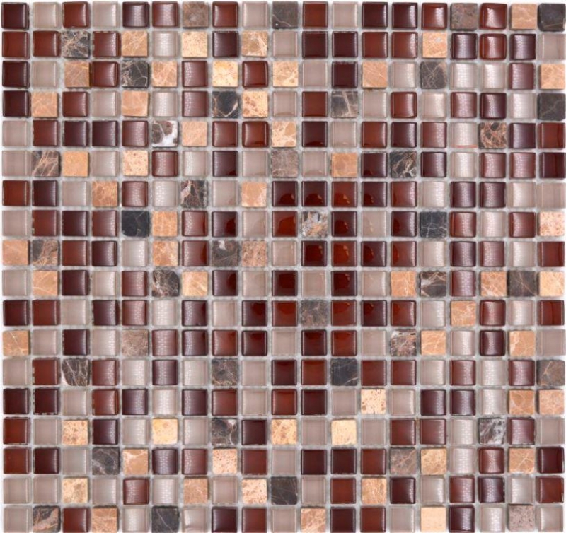 Muestra de mano mosaico azulejo espejo translúcido marrón vidrio mosaico cristal piedra marrón BAD WC cocina PARED MOS92-1304_m