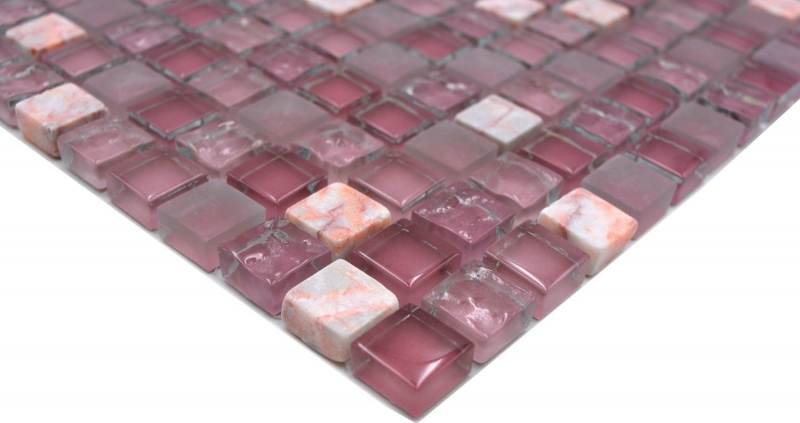Muestra de mano mosaico azulejo translúcido rosa cristal mosaico piedra rosa BAÑO WC cocina PARED MOS92-1002_m