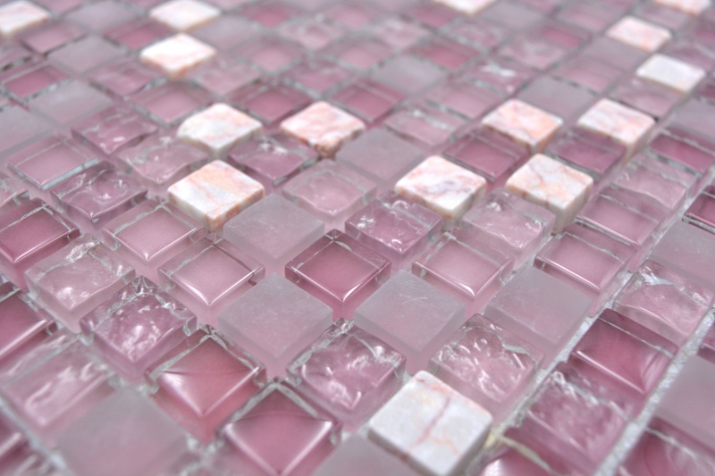 Muestra de mano mosaico azulejo translúcido rosa cristal mosaico piedra rosa BAÑO WC cocina PARED MOS92-1002_m