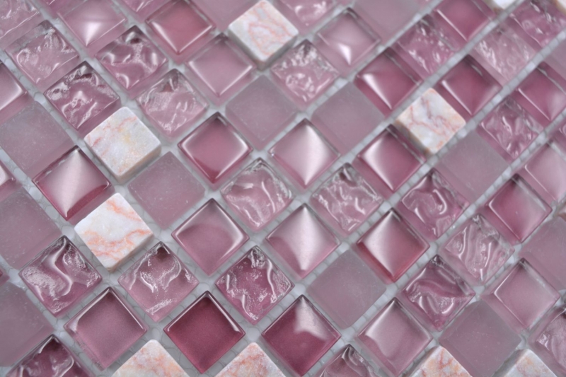 Muestra de mano mosaico azulejo translúcido rosa cristal mosaico piedra rosa BAÑO WC cocina PARED MOS92-1002_m