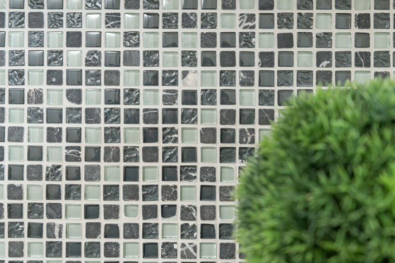 Muestra de mano azulejo mosaico Azulejo backsplash Gris translúcido Mosaico de vidrio Piedra de cristal gris MOS92-0204_m